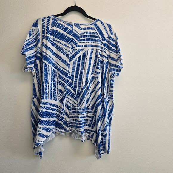 Woman Within Blue and White Cotton Geometric Print size Large (18/20) - Picture 6 of 8